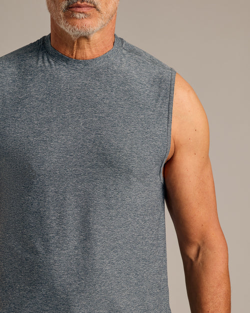 Heather Navy Sleeveless Active Muscle Tee