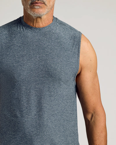 Sleeveless Active Muscle Tee - Heather Navy