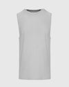 Light Heather Gray Active Sleeveless Muscle Tee with crew neckline, relaxed fit.