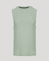 Lichen Sleeveless Active Muscle Tee, light sage-green, relaxed fit, crew-neck.