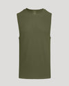Military Green Sleeveless Active Muscle Tee on light gray background.