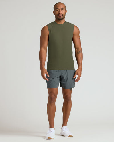 Sleeveless Active Muscle Tee - Military Green