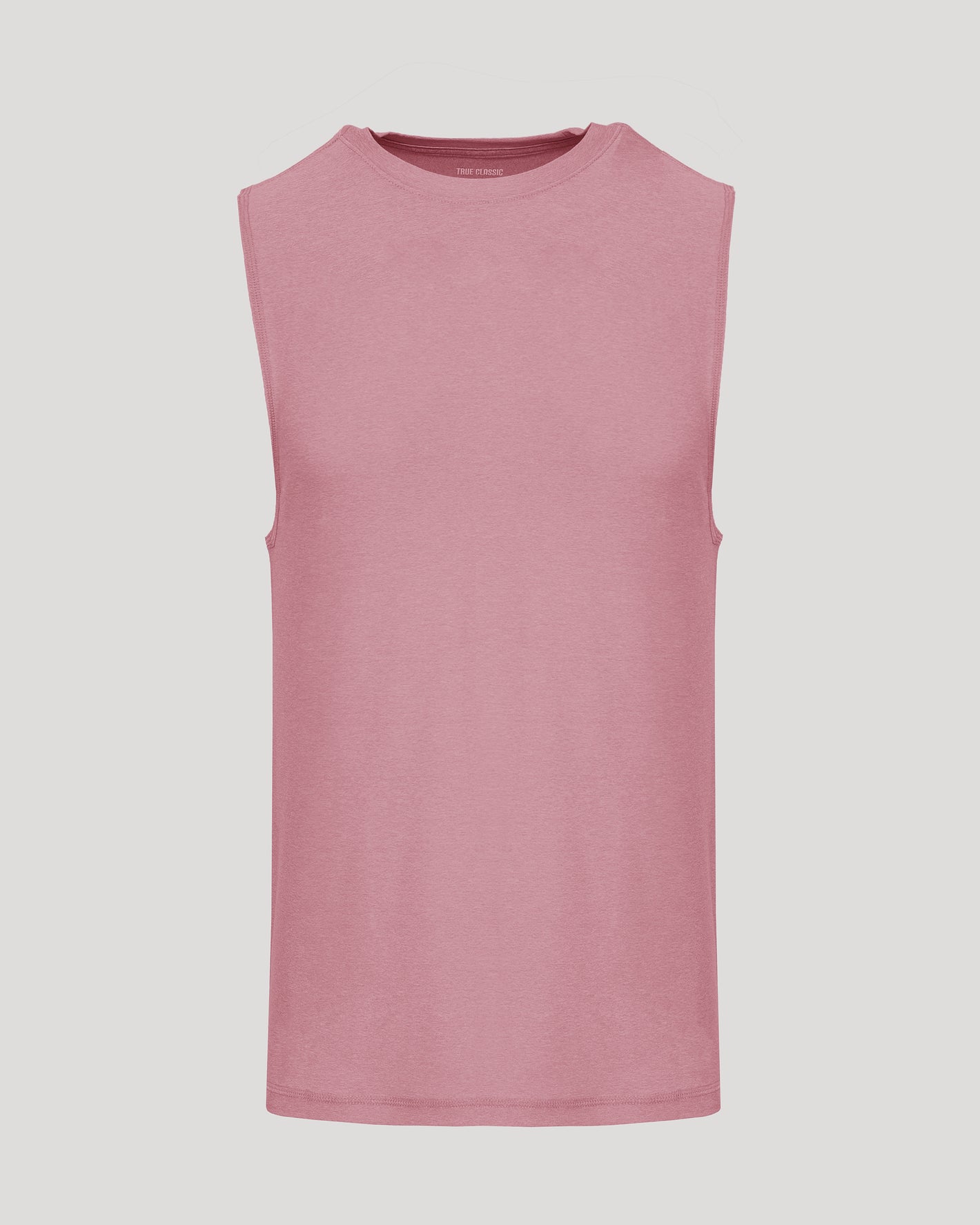 Quartz Rose Sleeveless Active Muscle Tee, front view, showcasing relaxed fit.