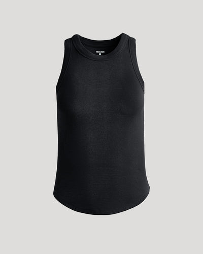 Ribbed High Neck Tank - Black