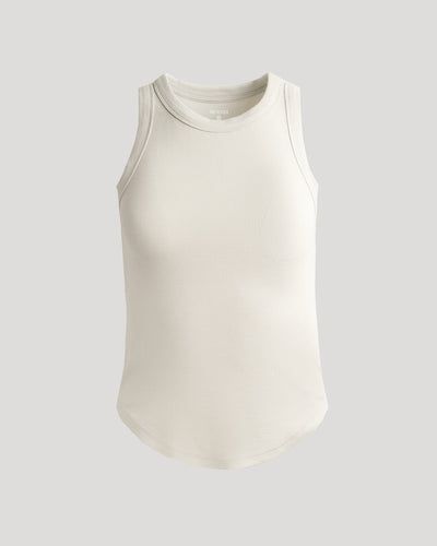 Ribbed High Neck Tank - Oatmeal