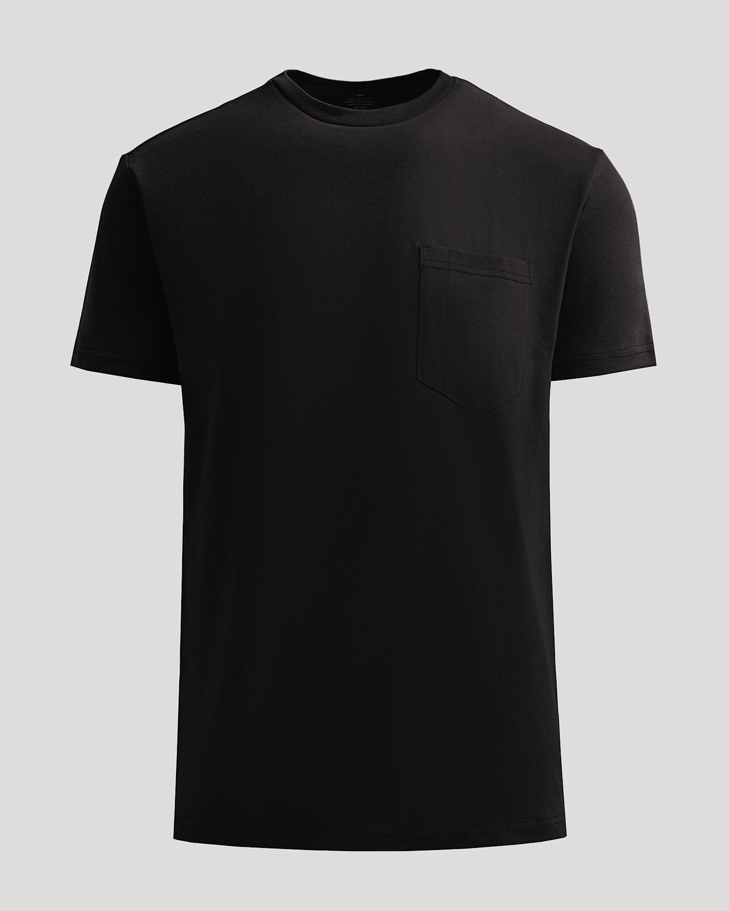 Black Heavyweight Pocket Crew: Plain black T-shirt with chest pocket.