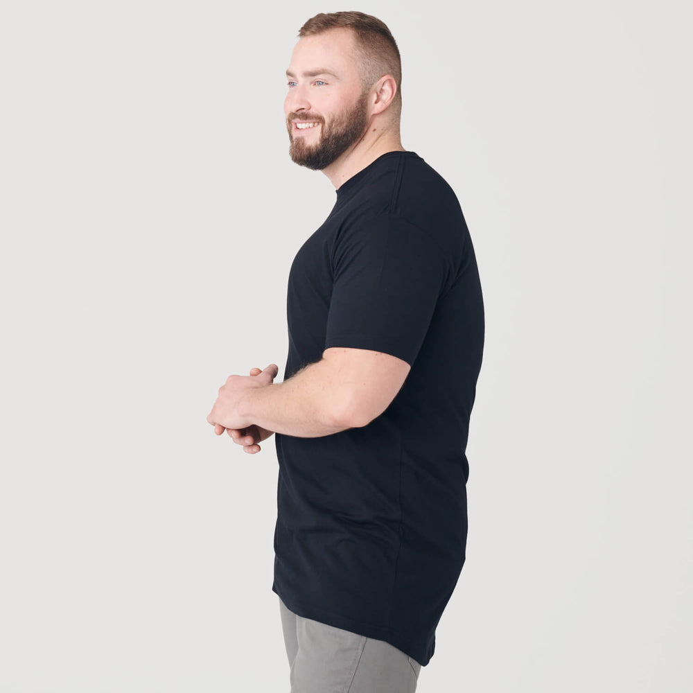 Black Tall Round Hem Crew Neck T-Shirt