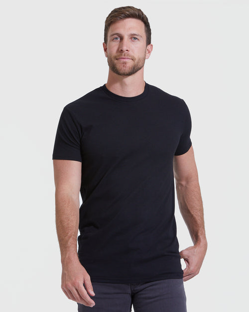 All Black Tall Round Hem Crew Neck T-Shirt 3-Pack