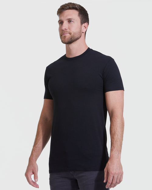 All Black Tall Round Hem Crew Neck T-Shirt 6-Pack