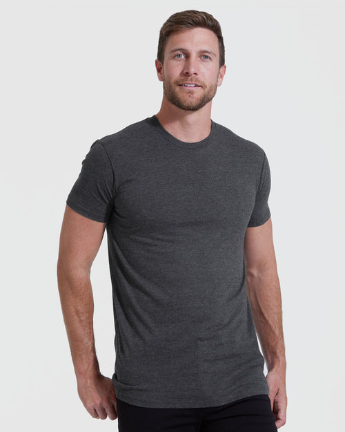 Charcoal Heather Gray Tall Round Hem Crew Neck T-Shirt