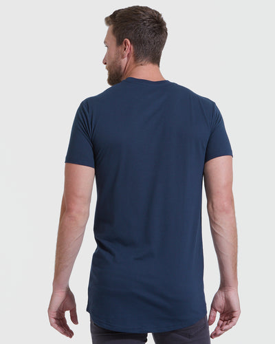 Navy Long Line Crew Neck Tee