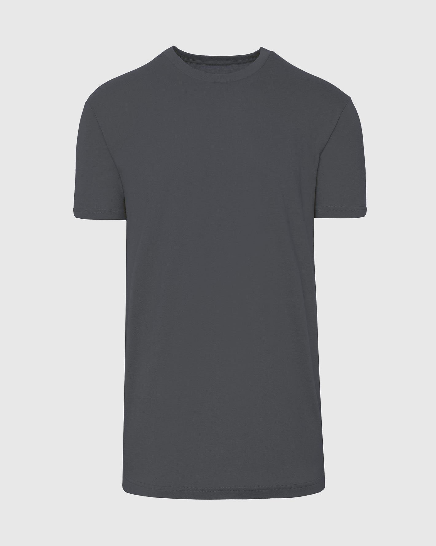 Carbon Tall Straight Hem Crew Neck T-Shirt, short-sleeved, flat display.