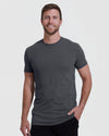 Charcoal gray tall straight hem short sleeve t-shirt on male model.
