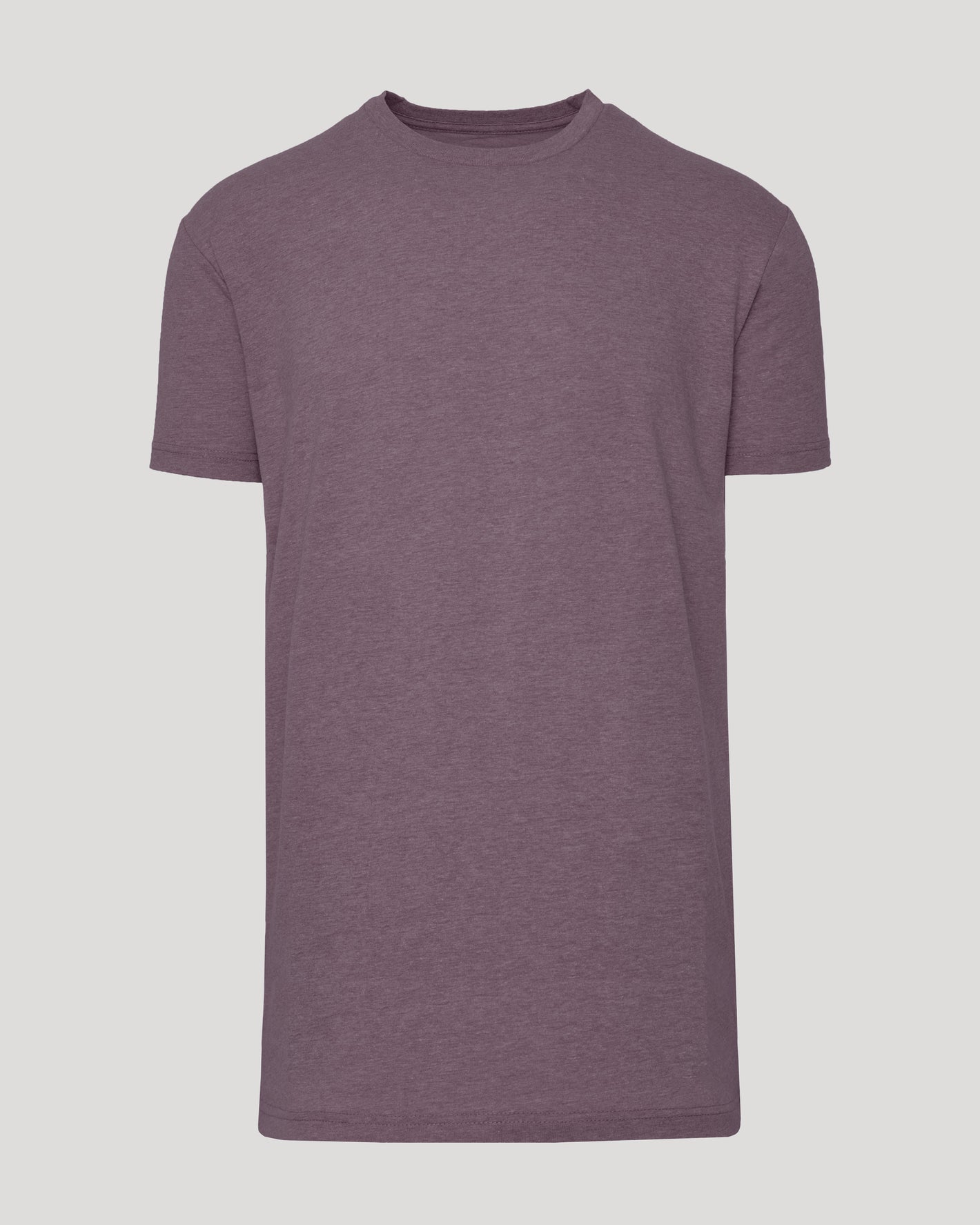 Dark Heather Amethyst Tall Straight Hem Crew Neck T-Shirt on display.
