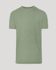 True ClassicDark Heather Bay Green Tall Straight Hem Crew Neck T-Shirt laid flat.