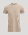 Heather Fennel Tall Straight Hem Crew Neck T-Shirt, light beige, front view.