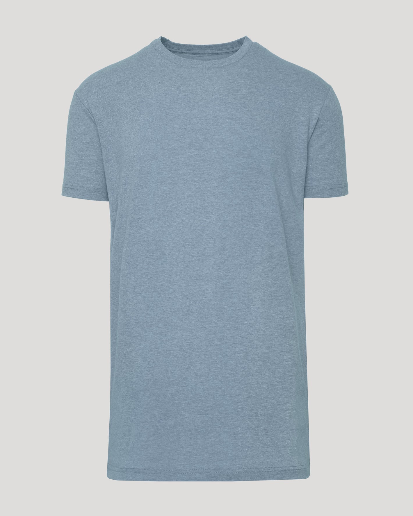 Heather Indigo Tall Straight Hem Crew Neck T-Shirt, laid flat, short-sleeve design.
