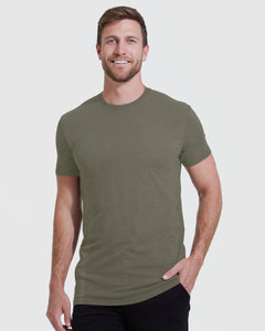 True ClassicHeather Military Green Tall Straight Hem Crew Neck T-Shirt