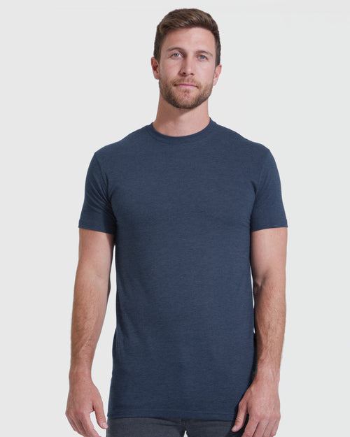 Heather Navy Tall Straight Hem Crew Neck T-Shirt