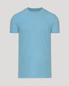 Heather Voyager Short Sleeve Tall Crew in sky-blue, front view.