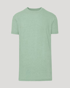 True ClassicHeather Slate Green Tall Straight Hem Crew Neck T-Shirt laid flat.