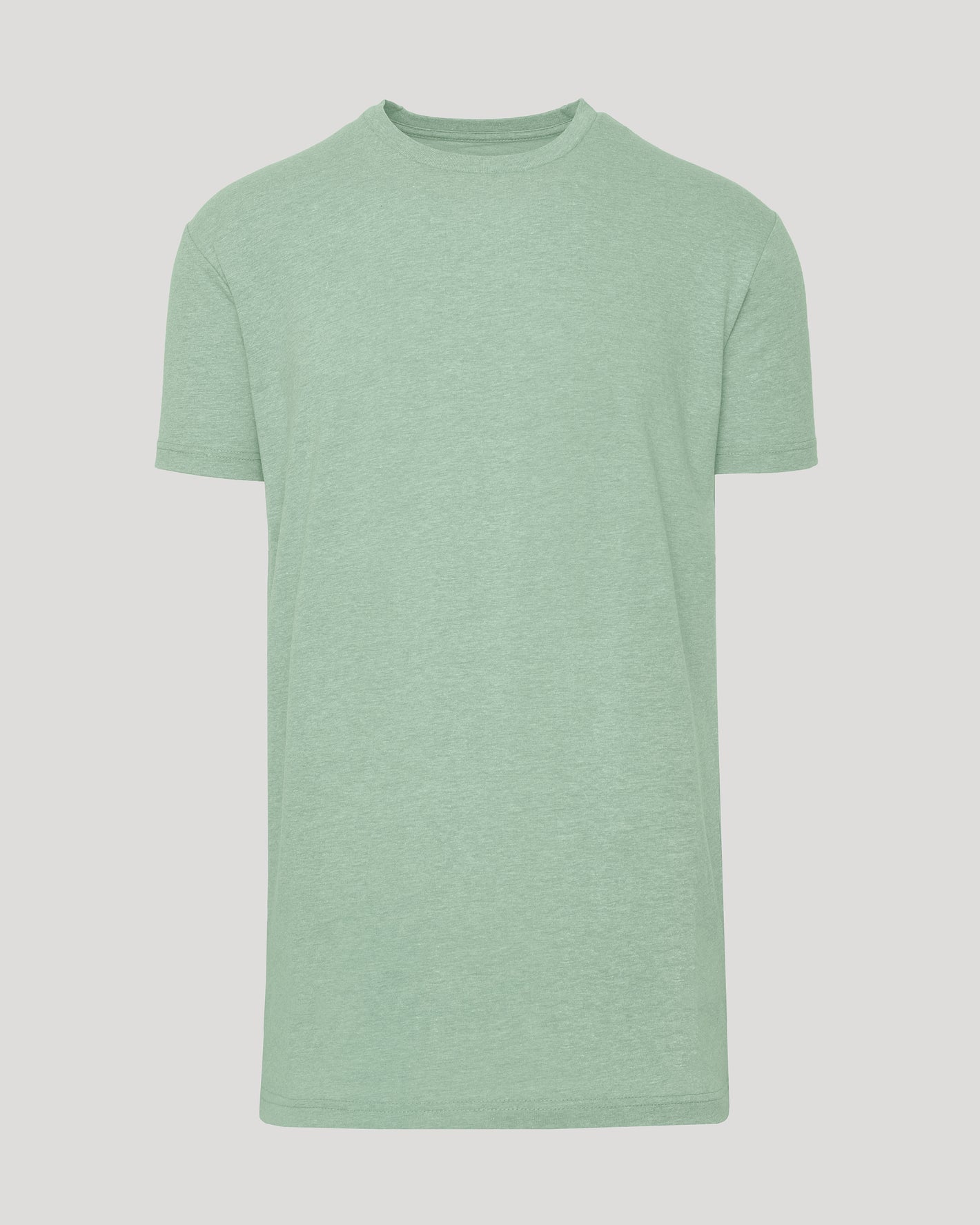 Heather Slate Green Tall Straight Hem Crew Neck T-Shirt laid flat.