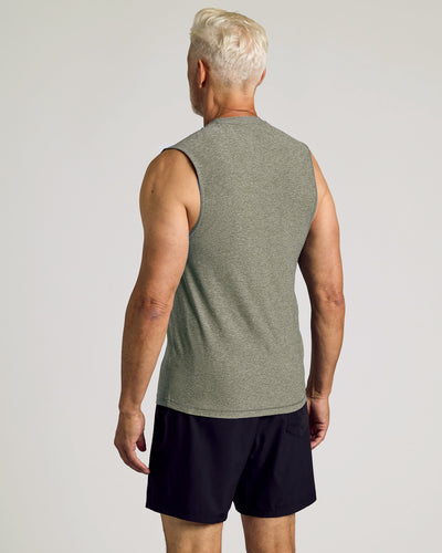 Sleeveless Active Muscle Tee - Heather Military Green