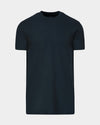 Navy Tall Straight Hem Crew Neck T-Shirt, front view, short sleeves.