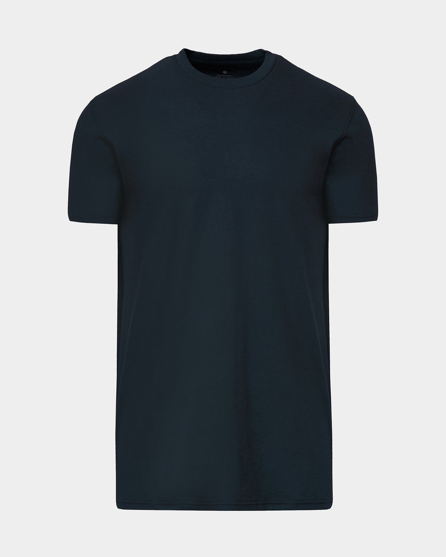 Navy Tall Straight Hem Crew Neck T-Shirt, front view, short sleeves.
