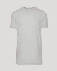 True ClassicSteel Tall Straight Hem Crew Neck T-Shirt laid flat, light-grey, short-sleeved.