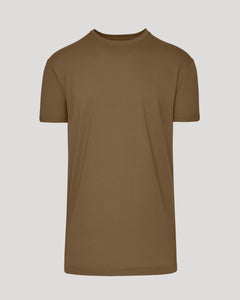 True ClassicTan 499 Tall Straight Hem Crew Neck T-Shirt against neutral backdrop.
