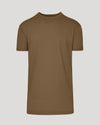 Tan 499 Tall Straight Hem Crew Neck T-Shirt against neutral backdrop.