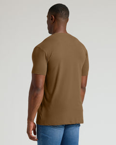 True ClassicTan 499 Tall Straight Hem Crew Neck T-Shirt, back view, relaxed fit.