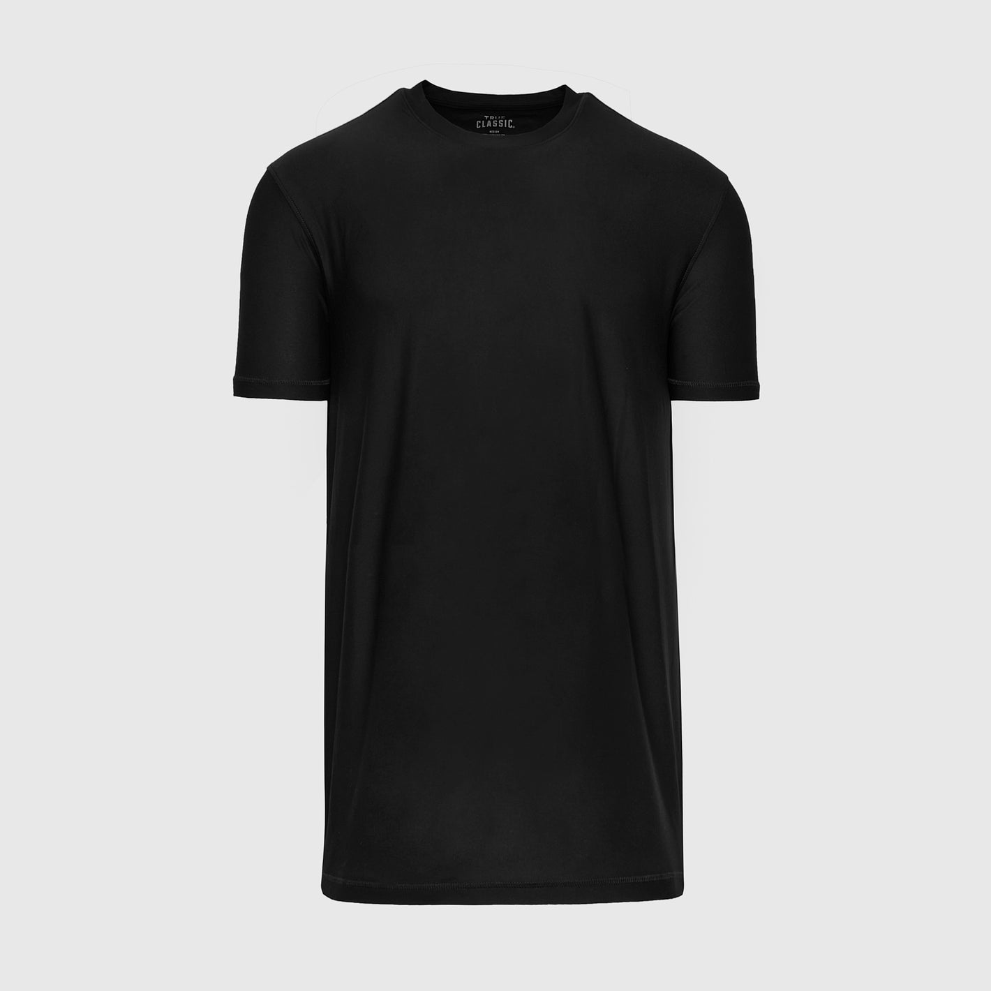 Black Tall Active Crew Neck 2.0 T-shirt against gray background.