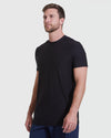 Tall model in All Black Short Sleeve Tall Active Crew.