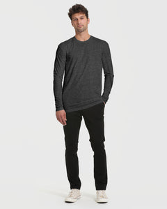 True ClassicCharcoal Heather Gray Tall Long Sleeve T-Shirt worn by model.