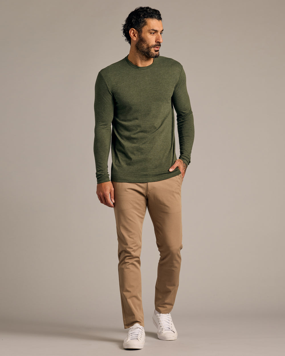 Dark Heather Olive Tall Long Sleeve T-Shirt