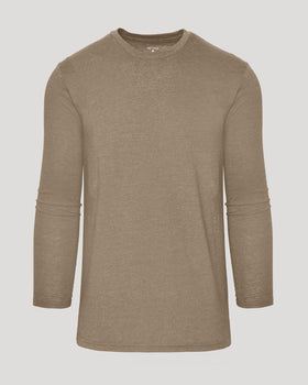 Dark Heather Sagewood Tall Long Sleeve T-Shirt, plain light brown, unisex fit.