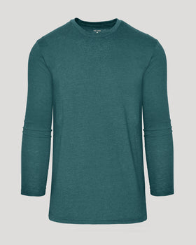 Heather Seafarer Tall Long Sleeve T-Shirt in heathered teal, flat layout.
