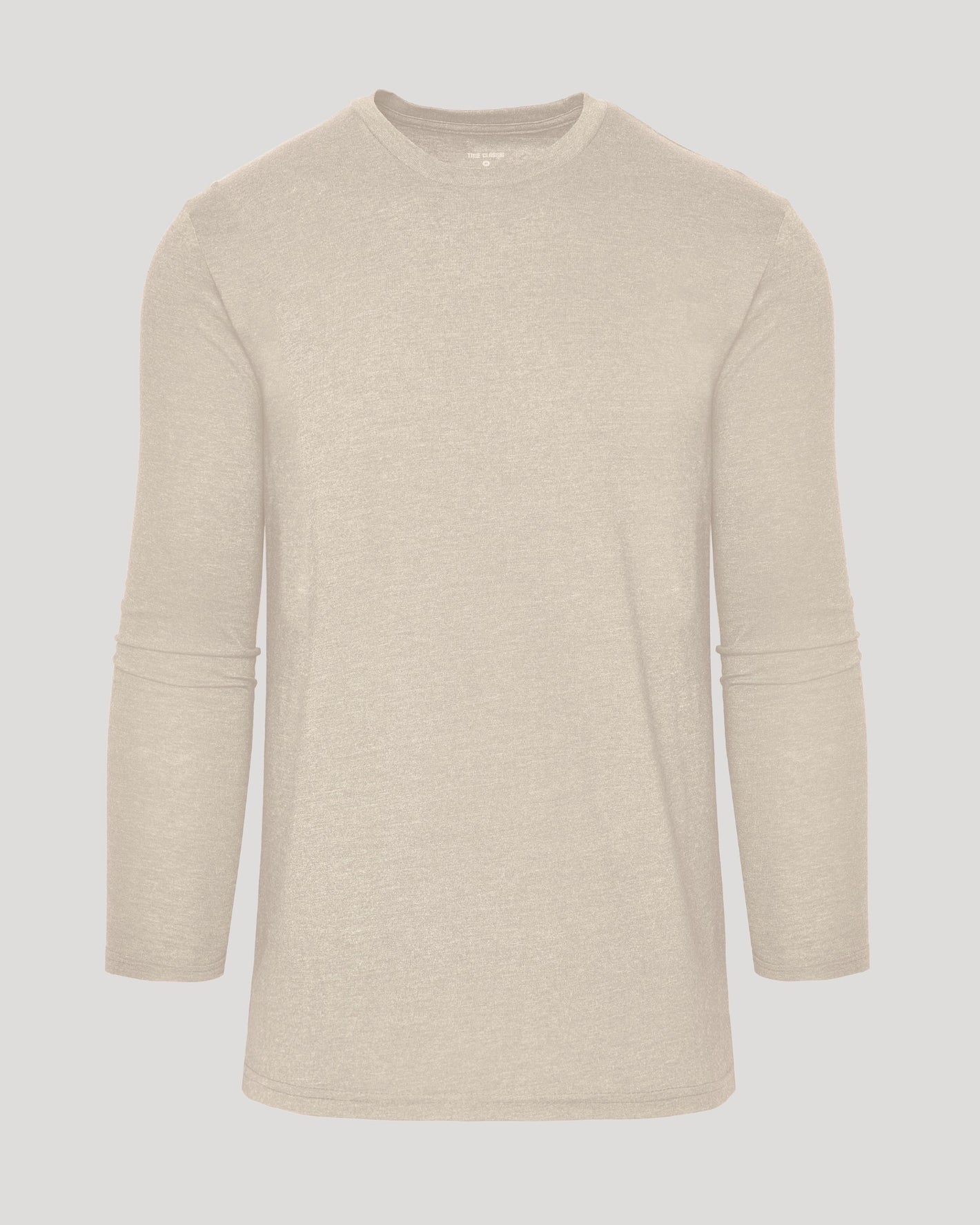 Heather Truffle Tall Long Sleeve T Shirt, light‐beige, soft fabric.