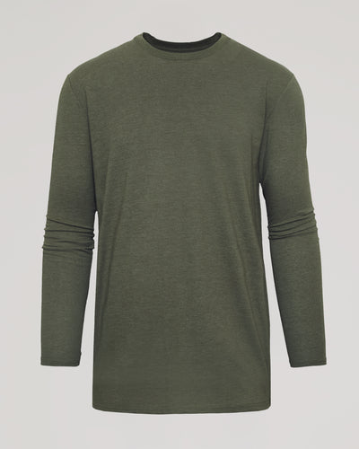 Tall Classic Long Sleeve Crew Neck - Heather Military Green