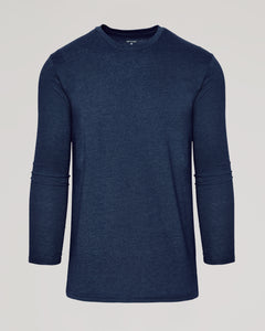 True ClassicHeather Navy Tall Long Sleeve T-Shirt, slim fit, crew-neck, no graphics.