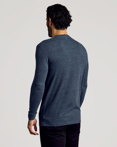 True ClassicHeather Navy Tall Long Sleeve T-Shirt on model, back view.