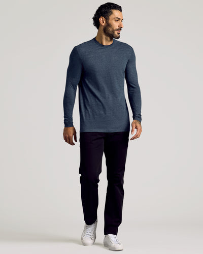 Tall Classic Long Sleeve Crew Neck - Heather Navy