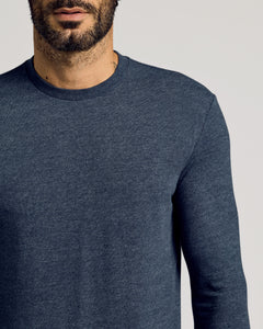 True ClassicHeather Navy Tall Long Sleeve T-Shirt on model's upper torso.