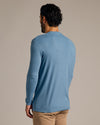 Back view of man in Indigo Tall Long Sleeve T-Shirt.
