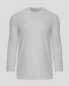 Steel Tall Long Sleeve T-Shirt, plain-white, crew-neck, laid flat.