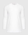 White Tall Long Sleeve T-Shirt laid flat on a gray background.