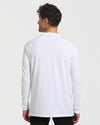 White Tall Long Sleeve T-Shirt on model's back view, showcasing fit.