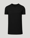 Black Tall Short Sleeve Classic V-Neck on neutral backdrop.